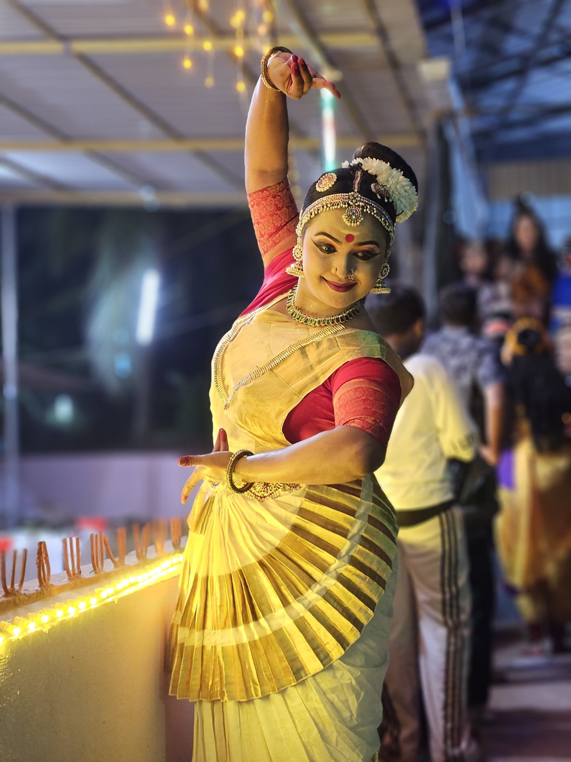 Dr. Devi Manjula performing a classical dance on stage